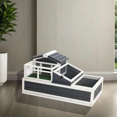 3-Room Tortoise Villa - Wooden Reptile Habitat W/ Pull-Out Tray, Ramp & Grass Mat, Open Roof For Indoor/Outdoor Use 9 3-Room Tortoise Villa - Wooden Reptile Habitat W/ Pull-Out Tray, Ramp & Grass Mat, Open Roof For Indoor/Outdoor Use - Image 7