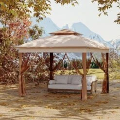 Outdoor Canopy Tent With Mosquito Netting, Pop Up Instant Gazebo Waterproof With Portable Carrying Bag, Outdoor Gazebo Tent For Backyard -Homfan GUEST d6a13f7d e4df 4eee bfcf 0632b3a3c2f2