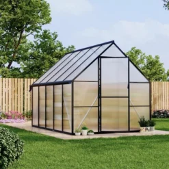Homfan Aluminum Polycarbonate Greenhouse W/ Roof Vent - Heavy Duty Quick Setup Walk-in Greenhouse For Outdoors, Black -Homfan GUEST d732dd50 74f9 4c9a b543 8c8da4dd1e78