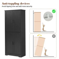 70" Tall Pantry Cabinet, Kitchen Pantry Storage Cabinets With 2 Door And 3 Adjustable Shelves, For Kitchen, Dining Room, Living Room And Bathroom 18 70" Tall Pantry Cabinet, Kitchen Pantry Storage Cabinets With 2 Door And 3 Adjustable Shelves, For Kitchen, Dining Room, Living Room And Bathroom -Homfan GUEST d780aedd 1c24 4295 93c6 b52b5fd65f3c 1