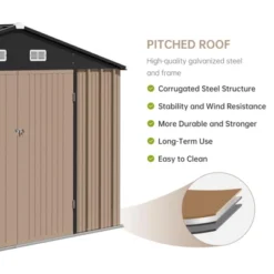 Outdoor Storage Shed With Updated Frame Structure & Lockable Door, Waterproof Practical Garden Patio Lawn Poolside Metal Tool Shed -Homfan GUEST d7d032fb b34e 4022 b3ba 246c3909eafb