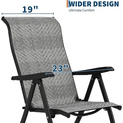 Folding Rattan Chaise Lounge Chair, Portable Outdoor Reclining Chair With Widened Armrest, Sun Lounger For Patio, Garden, Beach, 330lb Capacity 5 Folding Rattan Chaise Lounge Chair, Portable Outdoor Reclining Chair With Widened Armrest, Sun Lounger For Patio, Garden, Beach, 330lb Capacity - Image 3