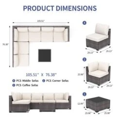 7-Piece Outdoor Patio Furniture Set, All-Weather Wicker Sectional Sofa With Cushions & Coffee Table, Rattan Set For Garden, Porch, Balcony 22 7-Piece Outdoor Patio Furniture Set, All-Weather Wicker Sectional Sofa With Cushions & Coffee Table, Rattan Set For Garden, Porch, Balcony -Homfan GUEST da58041a 0eba 4c8e b925 aad49b9d48f3