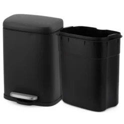 Trash Can, Gallon Odor Control Indoor Trash Can, Stainless Steel Garbage Bin With Silent Closing Lid, For Bathroom, Kitchen, Office, Black -Homfan GUEST daf583eb e772 4c87 be5b de7dcbdbb7f1
