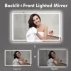 60x36 Inches LED Bathroom Mirror, Dimmable Lighted Vanity Mirror, Front And Backlit, 3 Colors, Memory, Anti-Fog Shatter-Proof Light Up Wall Mirror -Homfan GUEST db0e12e3 6af2 434a bc0d 92497de31b5a