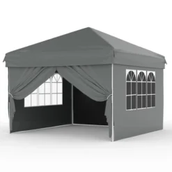 10x10ft Easy Pop Up Canopy Tent W/4 Detachable Window Sidewalls,Waterproof Outdoor Portable Canopy W/Carry Bag&Guy Lines For Camping,Outdoor Parties -Homfan GUEST dd237252 2f2d 4001 8dcc c0af32735b47