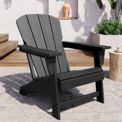 Homfan Modern HDPE Plastic Adirondack Chair - Poly Lumber Weather Resistant Firepit Chair - With Wooden Textured -Homfan GUEST dd245b43 5e2b 470a a625 b88a4a72d502