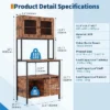 Industrial 6-Tier Bakers Rack With Power Outlet, 63" Coffee Bar & Microwave Stand With Storage Cabinet For Kitchen