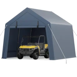 Outdoor Storage Shed, Portable Carport W/Roll-up Ventilated Zipper Door&Windows,Heavy Duty Waterproof Tarp,Storage Sheds For Motorcycle,Bike,Firewood -Homfan GUEST e0b30aa9 66ae 44b4 830b fcdada7d10dd