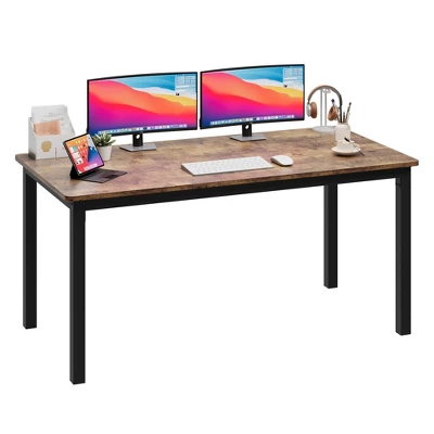 63 Inch Computer Desk, Large Office Desk With Black Metal Frame, Modern Simple Style Gaming Desk, Sturdy Write Desk For Home, Work, Study 13 63 Inch Computer Desk, Large Office Desk With Black Metal Frame, Modern Simple Style Gaming Desk, Sturdy Write Desk For Home, Work, Study - Image 12