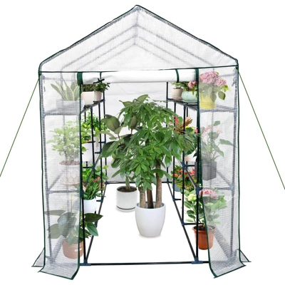 Greenhouse For Outdoors,Portable Indoor And Outdoor Green House W/ Roll-Up Zippered Door Anchors And Ropes,Plant Garden Hot House W/ 9 Shelves 9 Greenhouse For Outdoors,Portable Indoor And Outdoor Green House W/ Roll-Up Zippered Door Anchors And Ropes,Plant Garden Hot House W/ 9 Shelves - Image 7