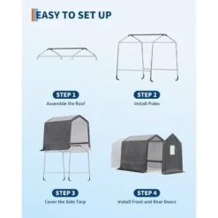 Outdoor Portable Storage Shed W/Roll-Up Door&Vent,Shelter Waterproof PE Tarp,UV-Resistant Storage Sheds For Motorcycle,Firewood,Tools -Homfan GUEST e2fc2f91 b651 41fc afc1 fecb4a665915