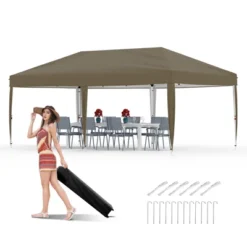 Pop Up Canopy - Easy Up Camping Tent With One Roller Bag, 3 Adjustable Height, 4 Weight Bags For Deck, Garden, Sports, Beach, Party 34 Pop Up Canopy - Easy Up Camping Tent With One Roller Bag, 3 Adjustable Height, 4 Weight Bags For Deck, Garden, Sports, Beach, Party -Homfan GUEST e30a1975 9be0 4438 9320 86e08b93525f