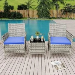 Homfan 3 Piece Outdoor Patio Furniture Set, Wicker Bistro Table And Chairs Set, Patio Conversation Sets For Garden Front Porch Backyard Poolside Deck -Homfan GUEST e33213c2 dd77 440a b4c5 4c020e7888c9