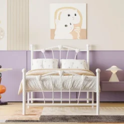 Homfan Bed Frame For Kids,Twin Bed Frame With Heart Shaped Headboard And Tailboard,Heavy Metal Slat Support,Noiseless 15 Homfan Bed Frame For Kids,Twin Bed Frame With Heart Shaped Headboard And Tailboard,Heavy Metal Slat Support,Noiseless -Homfan GUEST e38e6da6 fd97 4465 80ed 893381367c04