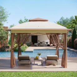 Outdoor Canopy Tent With Mosquito Netting, Pop Up Instant Gazebo Waterproof With Portable Carrying Bag, Outdoor Gazebo Tent For Backyard