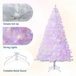 Pre-Lit Snowy White Christmas Tree — 150 LED Lights, 288 Snowy Branch Tips, Metal Stand, Indoor/Outdoor Holiday Decor,4.5FT/6FT/7.5FT/9FT -Homfan GUEST e425ace2 2b8d 4e9a 87c6 1d3967f66093