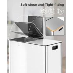60L/16 Gal Dual Compartment Trash Can - Stainless Steel Step Bin W/ Removable Baskets & Lid - Kitchen/Office Waste Bin -Homfan GUEST e4305fc0 977b 4603 b571 9ac53be1a554