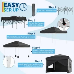 10x10ft Easy Pop Up Canopy Tent W/4 Detachable Window Sidewalls,Waterproof Outdoor Portable Canopy W/Carry Bag&Guy Lines For Camping,Outdoor Parties -Homfan GUEST e4e706b2 b224 4966 93ca 34b2a93329f4