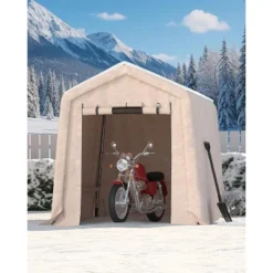 Outdoor Portable Storage Shed W/Roll-Up Door&Vent,Shelter Waterproof PE Tarp,UV-Resistant Storage Sheds For Motorcycle,Firewood,Tools -Homfan GUEST e702f452 37f3 4f84 b928 c02d38743d03