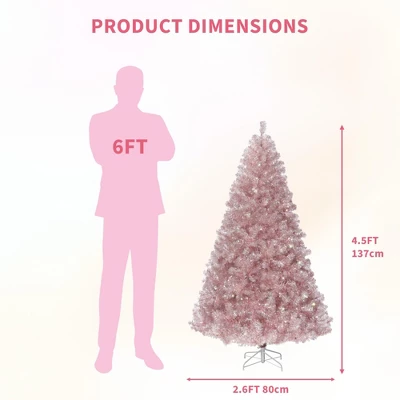 Pre-Lit Rose Gold Christmas Tree — 150 Warm White LEDs, Sparkling Tinsel, Sturdy Metal Stand, Indoor Holiday Accent 9 Pre-Lit Rose Gold Christmas Tree — 150 Warm White LEDs, Sparkling Tinsel, Sturdy Metal Stand, Indoor Holiday Accent - Image 8