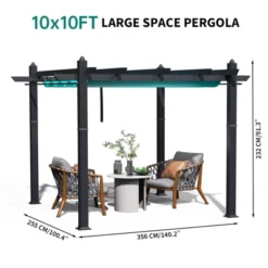 Aluminum Pergola With Adjustable Canopy, Outdoor Metal Gazebo With Reinforced Frame, Waterproof Sun Shade For Patio, Backyard, Garden -Homfan GUEST e7a4dd09 af8d 4afc 9fb8 e6eac9ee632f