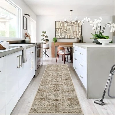 Washable Area Rug – Non-Slip Ultra-Thin Low Pile Vintage Oriental Distressed Carpet For Living Room, Bedroom, Dining, Office & Nursery, Multi-Color 4 Washable Area Rug – Non-Slip Ultra-Thin Low Pile Vintage Oriental Distressed Carpet For Living Room, Bedroom, Dining, Office & Nursery, Multi-Color - Image 2