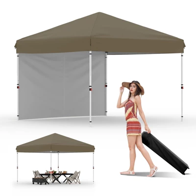 10'x10' Pop Up Canopy, Waterproof & UV-Resistant Outdoor Canopy With Center Lock And 1 Sidewalls, For Picnics, Camping, Beach, And Outdoor Gatherings 12 10'x10' Pop Up Canopy, Waterproof & UV-Resistant Outdoor Canopy With Center Lock And 1 Sidewalls, For Picnics, Camping, Beach, And Outdoor Gatherings - Image 10