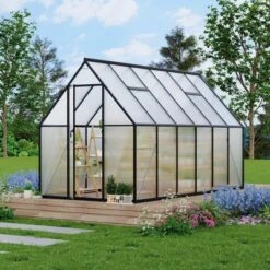 Aluminum-Framed Polycarbonate Greenhouse, Heavy Duty, With Quick Setup Structure And Roof Vent, Large Enhanced Aluminum GreenhouseKit For Outdoors -Homfan GUEST ea5ad308 997a 4995 b1d5 065acb7cbe7a