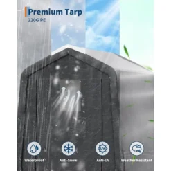 Outdoor Portable Storage Shed W/Roll-Up Door&Vent,Shelter Waterproof PE Tarp,UV-Resistant Storage Sheds For Motorcycle,Firewood,Tools -Homfan GUEST ec118f32 17cf 41cc aeb1 3ce219730cc4