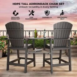 Outdoor Tall Adirondack Chairs Set Of 2 HDPE, Paio Adirondack Barstools With Connecting Tray, For Deck, Backyard, Balcony 11 Outdoor Tall Adirondack Chairs Set Of 2 HDPE, Paio Adirondack Barstools With Connecting Tray, For Deck, Backyard, Balcony -Homfan GUEST ed29f29a cbd2 43ea a438 6be92559e209