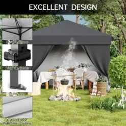 10 Ft. X 10 Ft. Pop Up Canopy Tent Outdoor Heavy Duty Instant Shelter With 4 Sidewalls For Events -Homfan GUEST ed61cef5 b595 4b11 b19e 8d69fa8af553