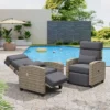 Outdoor Recliner Chair, Adjustable Patio Lounge W/ Footrest & Flip-Up Table, 150° Lay Flat, No Pump Needed, Light Grey -Homfan GUEST ee71e37a fc5d 46db 9a6d 4535b200d29b