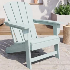 Homfan Modern HDPE Plastic Adirondack Chair - Poly Lumber Weather Resistant Firepit Chair - With Wooden Textured -Homfan GUEST eed3ff5d 48c5 47da 9830 ed55fdb618bc