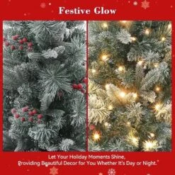 3 Ft Prelit Artificial Christmas Tree, Potted Fake Snow Flocked Christmas Tree With 78 LED Lights, Small Tabletop Battery-Powered Lighted Xmas Tree -Homfan GUEST eee2fcee 6387 4d59 abae 2e91fbb172af