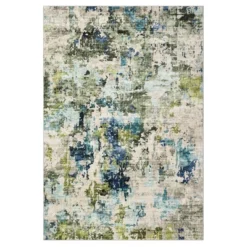 Washable Runner Rug, Soft Modern Abstract Kitchen Rug For Hallway, Laundry, Entryway, Bedroom, Ultra-Thin Non-Slip Rug Runners, Green/Blue Multi -Homfan GUEST f0de1d58 7ff1 4cf6 8808 c7de94b9fabc