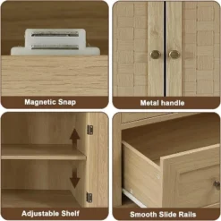 72" Wooden Tall Pantry Cabinet, Kitchen Pantry Storage Cabinets With 4 Door & 4 Adjustable Shelves And A Drawer For Kitchen, Dining Room, Wood -Homfan GUEST f13b8617 f1ff 4246 a801 4da1e4c93165