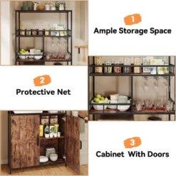 70.8" Bakers Rack With Wine Rack & Goblet Holder, 5-Tier Kitchen Stand With Storage Cabinet For Coffee & Dining Room -Homfan GUEST f18b805f ac1b 4263 ae81 36dac413e809