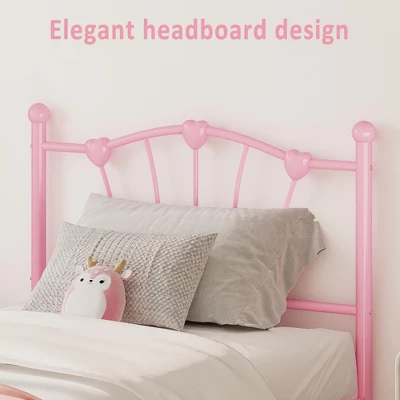 Homfan Bed Frame For Kids,Twin Bed Frame With Heart Shaped Headboard And Tailboard,Heavy Metal Slat Support,Noiseless 4 Homfan Bed Frame For Kids,Twin Bed Frame With Heart Shaped Headboard And Tailboard,Heavy Metal Slat Support,Noiseless - Image 2