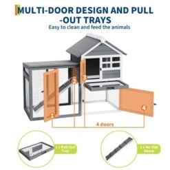 2-Tier Rabbit & Chicken Cage - Weatherproof, 4 Doors, Ramp, Pull-Out Tray For Pets -Homfan GUEST f655ed48 3980 49f3 845a 5c8df5893088