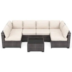 Homfan 7-Piece Outdoor Patio Furniture Set - Waterproof Rattan Sectional Sofa With Cushions & Glass Top Table, Patio Conversation Set For Backyard 17 Homfan 7-Piece Outdoor Patio Furniture Set - Waterproof Rattan Sectional Sofa With Cushions & Glass Top Table, Patio Conversation Set For Backyard -Homfan GUEST f77cab61 6737 4ac8 830b 77e86032457c
