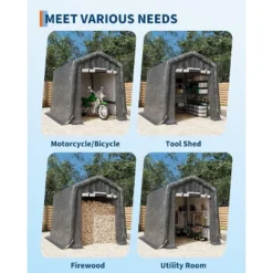 Outdoor Portable Storage Shed W/Roll-Up Door&Vent,Shelter Waterproof PE Tarp,UV-Resistant Storage Sheds For Motorcycle,Firewood,Tools -Homfan GUEST f7b57707 2036 491c b935 85f3066f729c