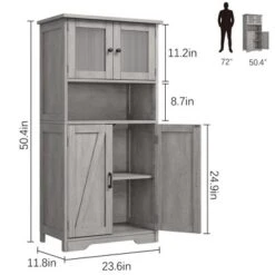 Homfan Tall Bathroom Cabinet,Freestanding Storage Cabinet With Glass Doors And Adjustable Shelves, Modern Cupboard For Kitchen, Pantry, Living Room -Homfan GUEST fa8dc516 4663 4f57 8419 44240a35d4dc