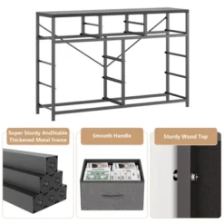Homfan 10 Drawer Dresser, TV Stand Entertainment Center Fabric Storage Dressers Drawers For Bedroom, Hallway, Closets, Steel Frame, Wood Top -Homfan GUEST fa93ccb7 8eab 47b9 bbfa 240fcbb70002