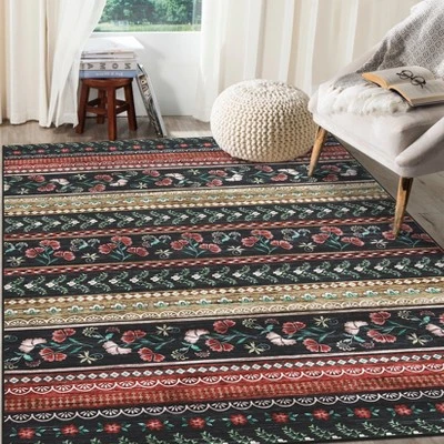 Area Rug For Living Room, Low Pile, High Traffic Indoor Carpet, Modern Floral, Fade-Resistant, Non-Slip, Contemporary Boho Rug For Baby Room 8 Area Rug For Living Room, Low Pile, High Traffic Indoor Carpet, Modern Floral, Fade-Resistant, Non-Slip, Contemporary Boho Rug For Baby Room - Image 6