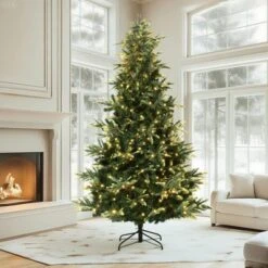 Pre-lit Artificial Christmas Tree W/Incandescent Warm White Lights,Snow Flocked Full Prelighted Xmas Tree Automatic Branch Tips,Foldable Stand -Homfan GUEST fd62ce1e 0009 4337 a9cf 971cd124286a