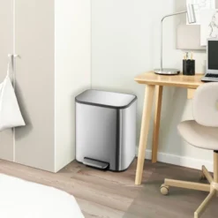 Homfan 50L Trash Can, Slim Rectangular Step-On Stainless Steel Garbage Soft-Close Lid, Anti-Fingerprint Surface -Homfan GUEST fdfad67f 40b5 45a9 9650 c903afc68b6e