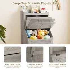 Kids Toy Storage Organizer, Kids Bookshelf And Toy Storage With Flip-Top Lid And Cubby, Wood Kids Bookcases Fit For Playroom, Children's Room, Bedroom -Homfan GUEST fe77c223 e10e 4c84 acf0 e4d166c2df28