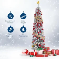 Artificial Christmas Tree – Snow Flocked Full Tree With Warm Incandescent Lights, Branch Tips & Foldable Stand, Holiday Decoration For Home & Party 11 Artificial Christmas Tree – Snow Flocked Full Tree With Warm Incandescent Lights, Branch Tips & Foldable Stand, Holiday Decoration For Home & Party -Homfan GUEST feb8d09e e040 4626 b630 9c028897e383