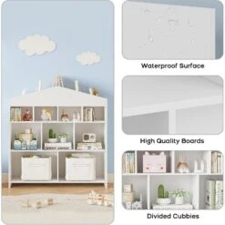 Kids Bookcase, 3-Tier Children Storage Shelf Unit, Toddlers Playhouse Cabinet Shelf, Toy Storage Organizer For Playroom Children's Room Living Room -Homfan GUEST ff788052 0958 4dfb 8801 2fc007ab1d19